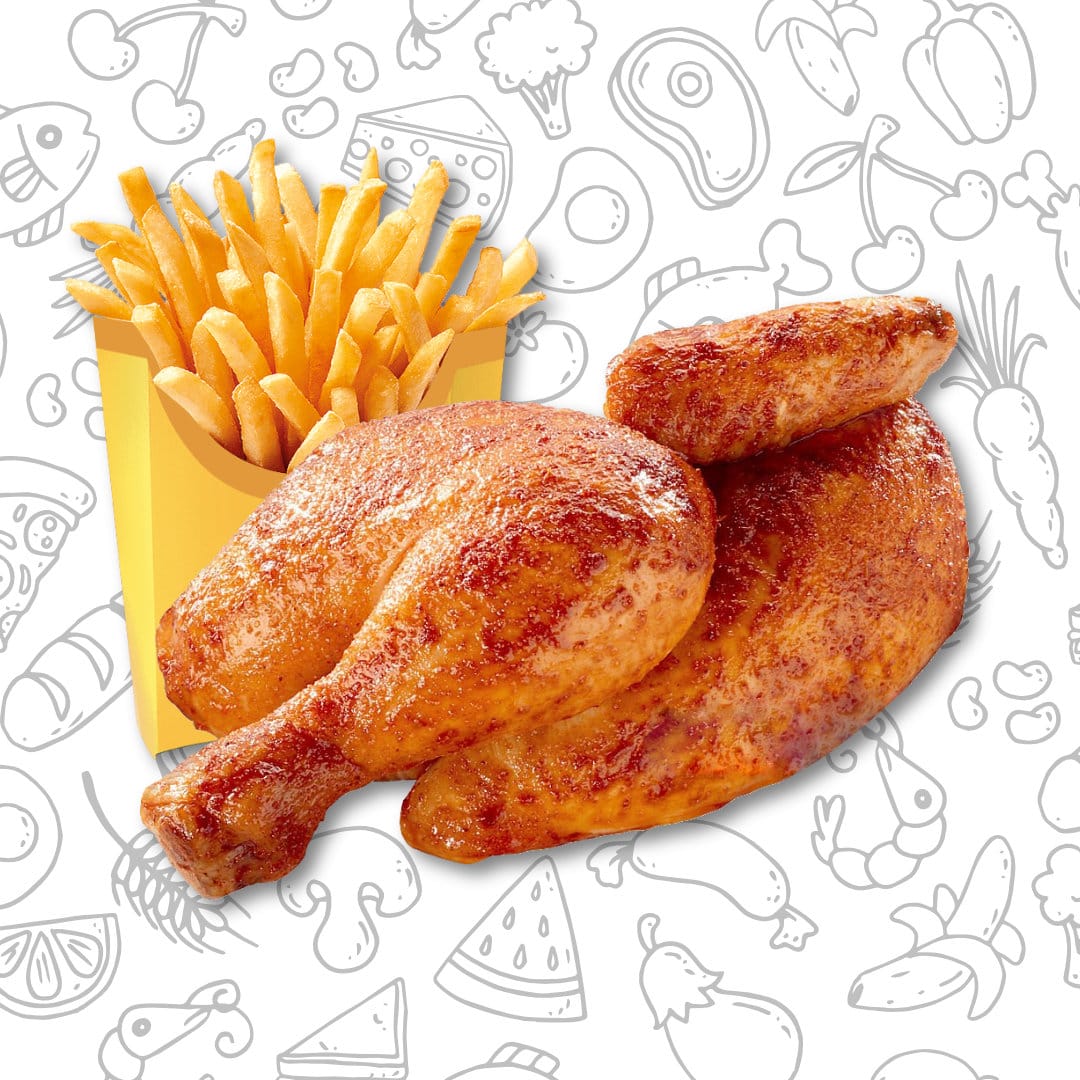Promo 1/2 pollo Asado + papas familiar